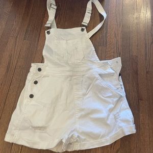 WHITE DENIM OVERALLS - worn once!